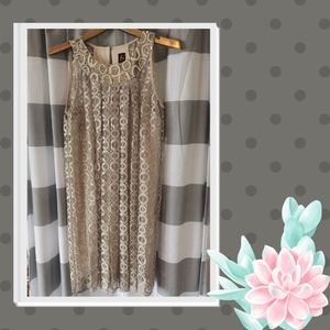 Anthropologie Beaded Neckline Lace Dress